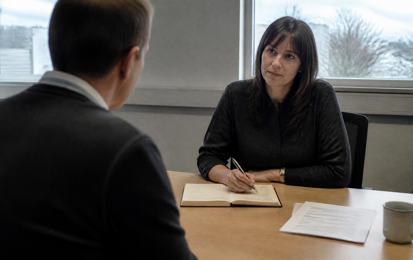 An HR adviser walking and talking with a business owner in a workshop